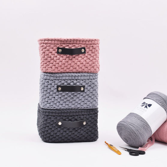 Opbevaringskurv med læderbund - Kvadratisk - Lille
3