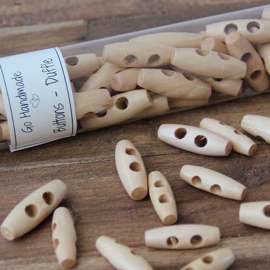 Oblong Wooden Buttons - 30 mm (1.2 inches) - Go Handmade
2