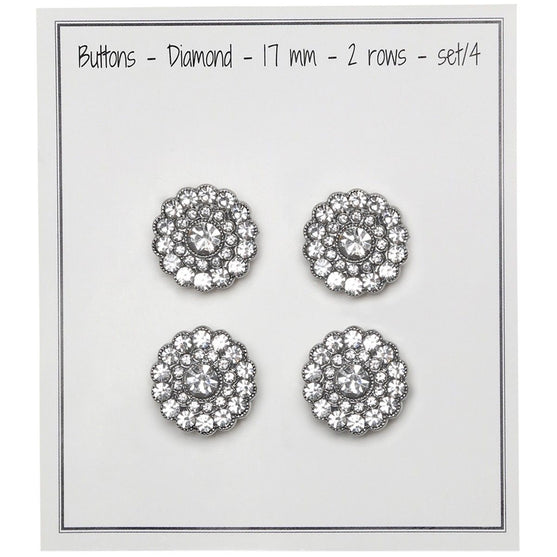 Bling Knappar - Små Stenar - Silver - 4 st. - Go Handmade
2