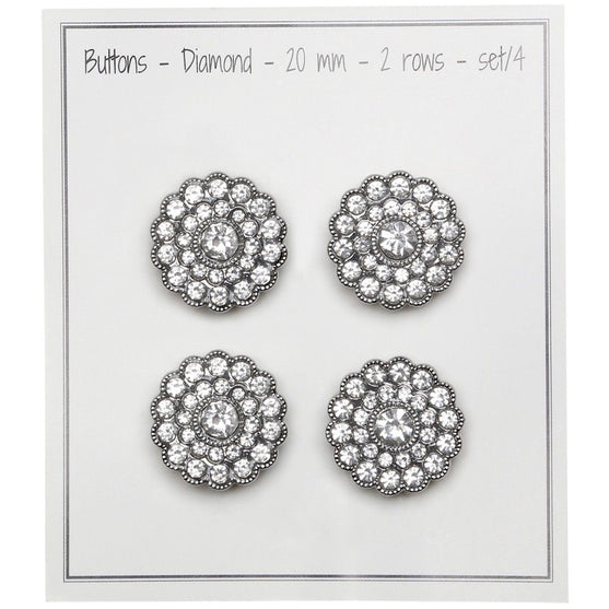 Bling Knappar - Små Stenar - Silver - 4 st. - Go Handmade
3