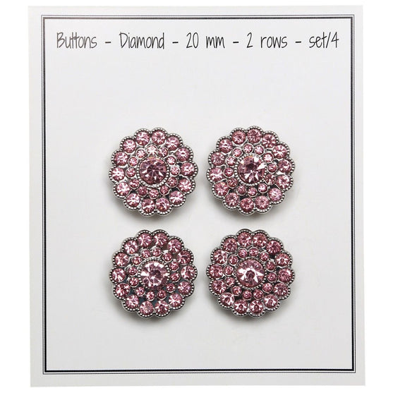 Bling Knappar - Små Stenar - Pink - 4 st. - Go Handmade
2