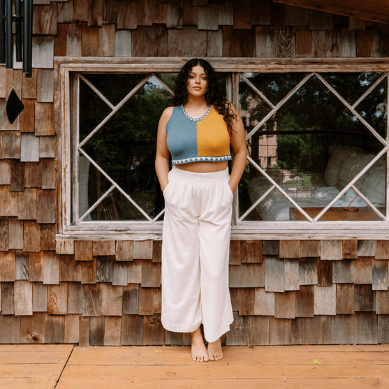 Bevelled Tank - Ärmlös Intarsia Topp
8