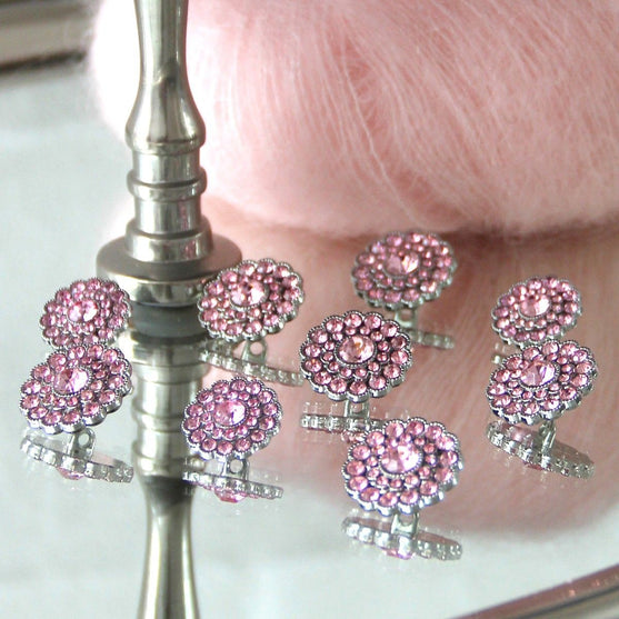 Bling Buttons - Small Stones - Pink - 4 pcs. - Go Handmade
5