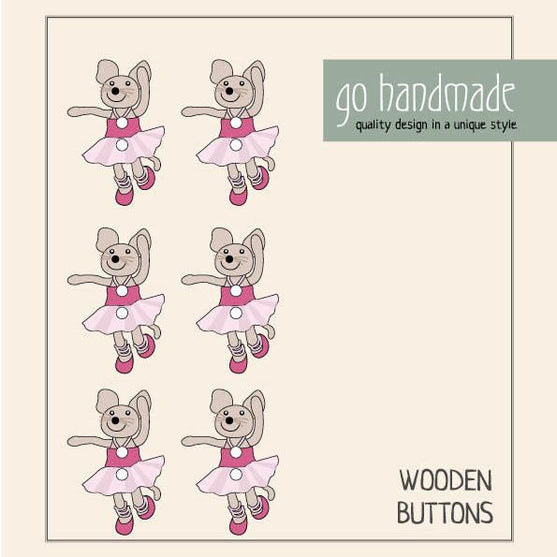 Träknappar - Musen Emily - 6 st. - Go Handmade
2