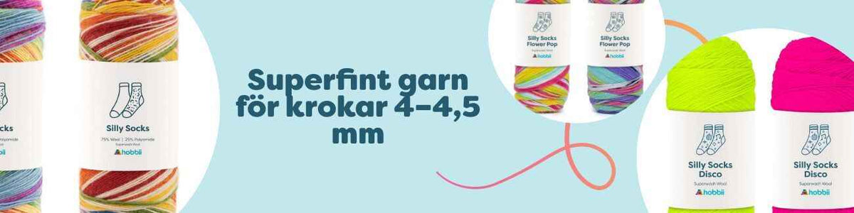Färgglada nystan av mjukt, medeltjockt garn för virknål 4–4,5 mm – idealiskt för tröjor, filtar, sjalar och accessoarer.