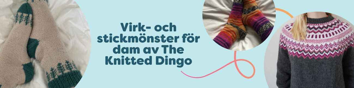 Kollektion av virk- och stickmönster för dam från The Knitted Dingo – sockor och tröjor, mellansvår nivå, hos Hobbii.