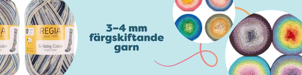 3–4 mm färgskiftande garn