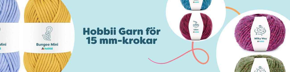 Flera nystan av extra tjockt jumbo-garn i olika färger, anpassade för 15 mm-virknålar – Hobbii