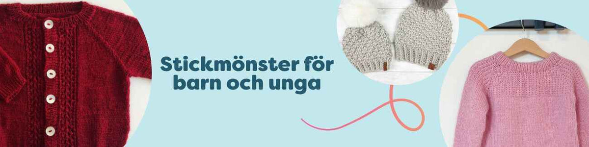 Stickmönster för barn och unga: barn i stickade tröjor, koftor, mössor och ponchos i mjuka garner från Hobbii.