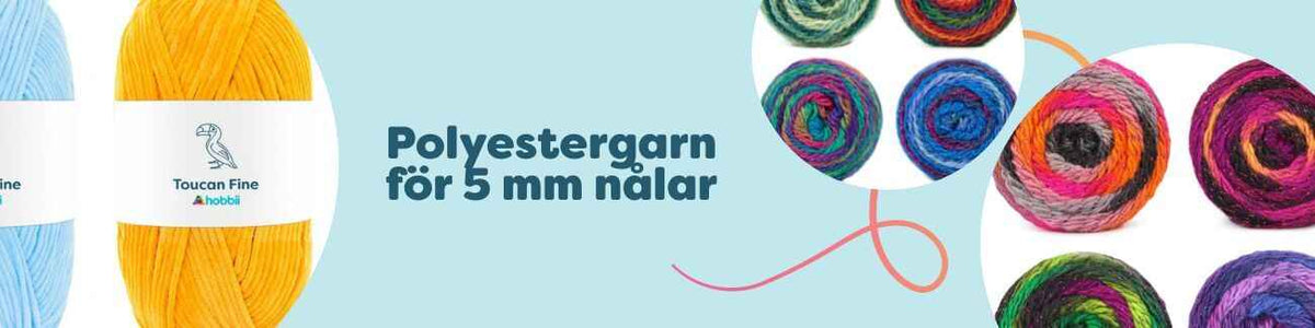 Polyestergarn för 5 mm nålar