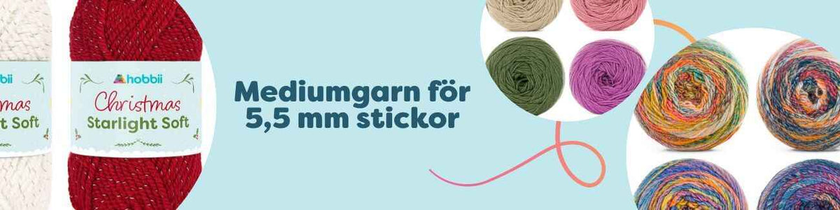 Mediumgarn för 5,5 mm stickor
