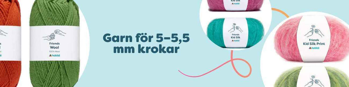 Garn för 5–5,5 mm krokar