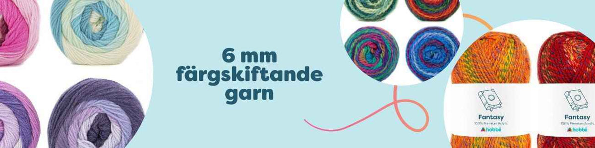 6 mm färgskiftande garn