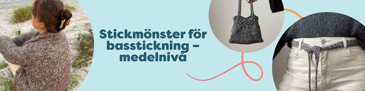 Kollektion av stickmönster för basstickning på medelnivå – kofta, sjal, mössa och accessoarer i mjuka garner från Hobbii.