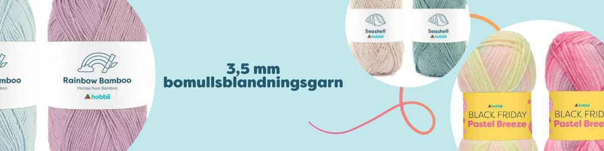 Nystan i bomullsblandningar (3,5 mm) i flera färger – mjukt, slitstarkt garn för stickning och virkning av plagg, sjalar och babyprojekt.