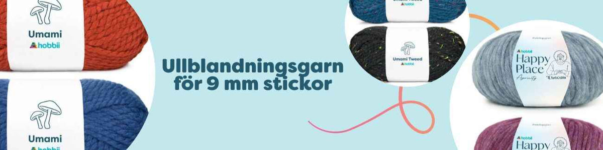 Ullblandningsgarn för 9 mm stickor