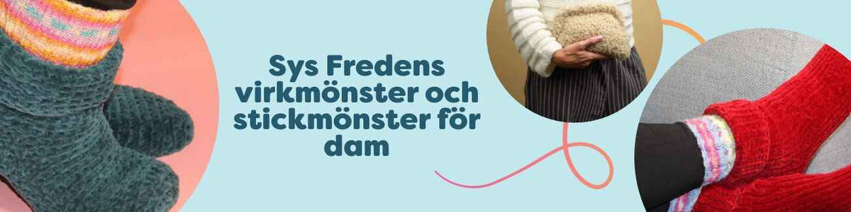 Kollektion: Sys Fredens virk- och stickmönster för dam – topp, sjal, sockor och clutch i garn från Hobbii.