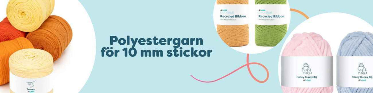 Polyestergarn för 10 mm stickor