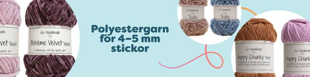 Polyestergarn för 4–5 mm stickor