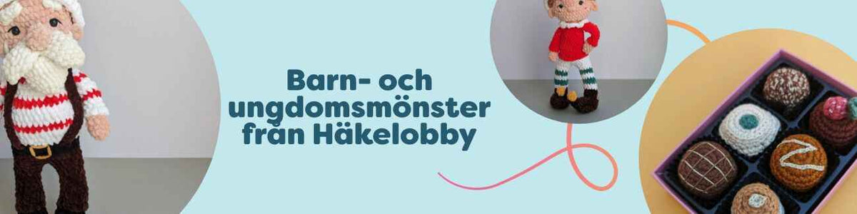 Barn- och ungdomsmönster från Häkelobby hos Hobbii – en samling virkmönster för medelnivå med amigurumi, mössor, filtar och presenter för yngre.