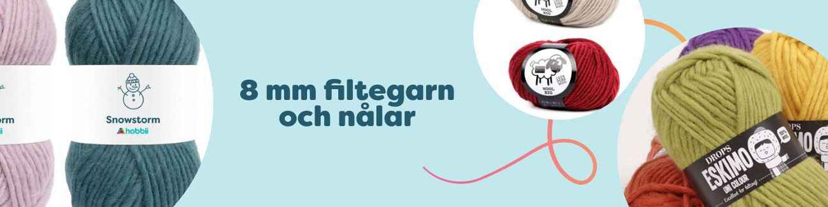 8 mm filtegarn och nålar