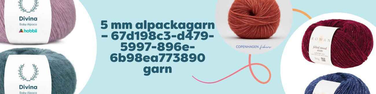Närbild av färgglada nystan i 5 mm alpackagarn från Hobbii, idealiska för mössor, tröjor, koftor och filtar.