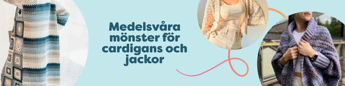 Medelsvåra mönster för cardigans och jackor