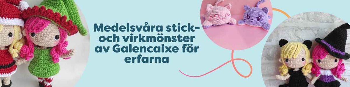 Medelsvåra stick- och virkmönster av Galencaixe för erfarna