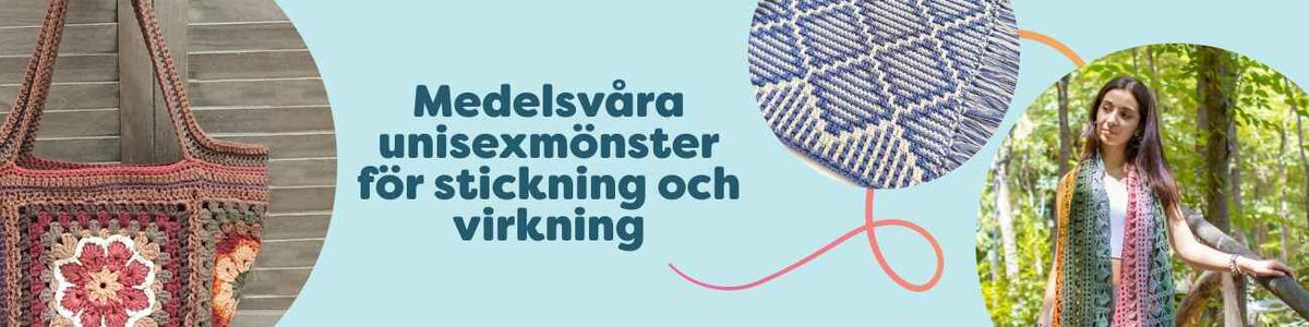 Medelsvåra unisexmönster för stickning och virkning