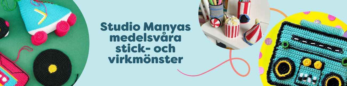 Studio Manyas medelsvåra stick- och virkmönster