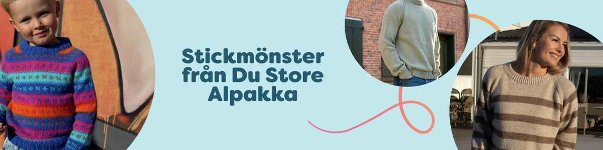Kollektion med stickmönster från Du Store Alpakka – tröjor, koftor och accessoarer i nordisk stil hos Hobbii.