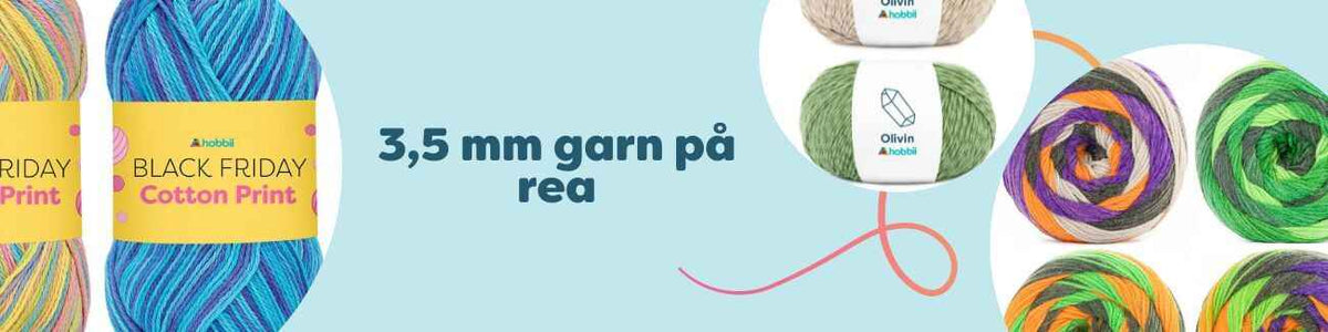 Nystan av 3,5 mm-garn i olika färger på rea, perfekta för stickning och virkning.