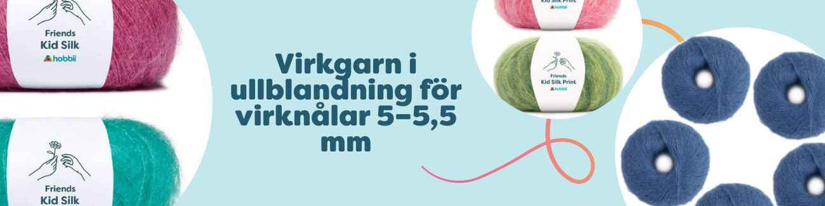 Virkgarn i ullblandning för virknålar 5–5,5 mm