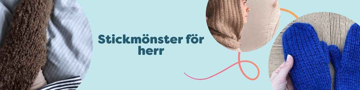 Stickmönster för herr: mössa, vantar, balaklava och tofflor stickade i Hobbii-garn, visade på manlig modell.
