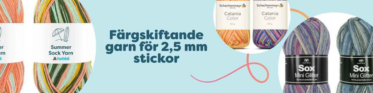Färgskiftande garn för 2,5 mm stickor