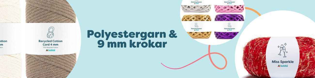 Polyestergarn & 9 mm krokar