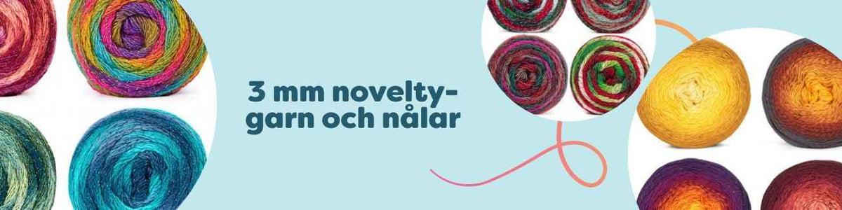 3 mm novelty-garn och nålar