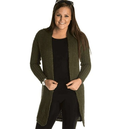 1526 - Lång patentstickad cardigan