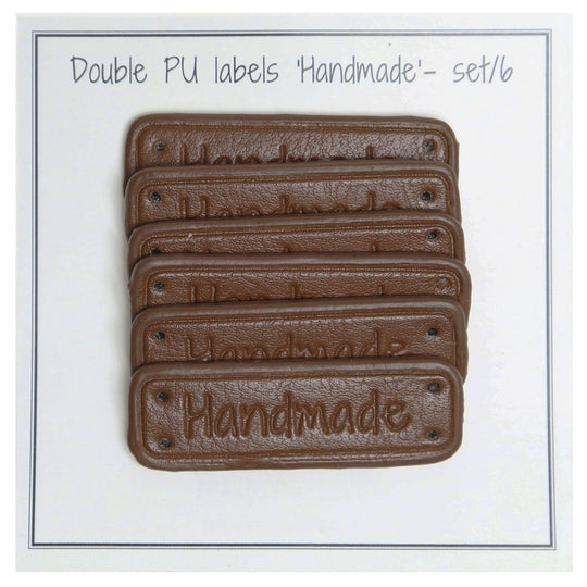 PU Läder märke "Handmade" 5 x 1,5 cm - Go Handmade