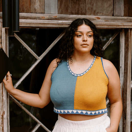 Bevelled Tank - Sleeveless Intarsia Top