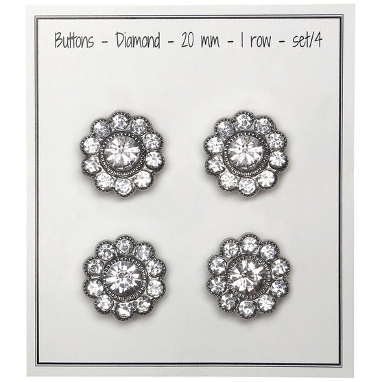 

Bling Knappar - Stora Stenar - Silver - 4 st. - Go Handmade
3