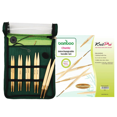 Bamboo set med utbytbara ändstickor - Tjocka stickor - KnitPro