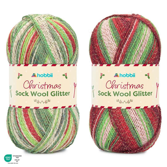 Christmas Sock Wool Glitter (Begränsad utgåva) - Hobbii