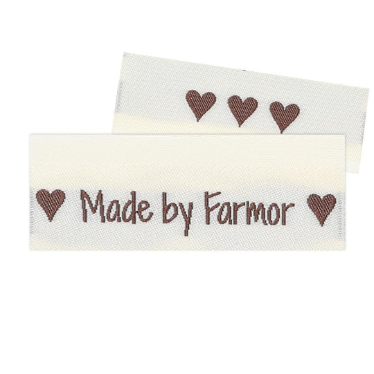 10 Labels - Made by Farmor - 5 cm - Sandfärgad - Go Handmade