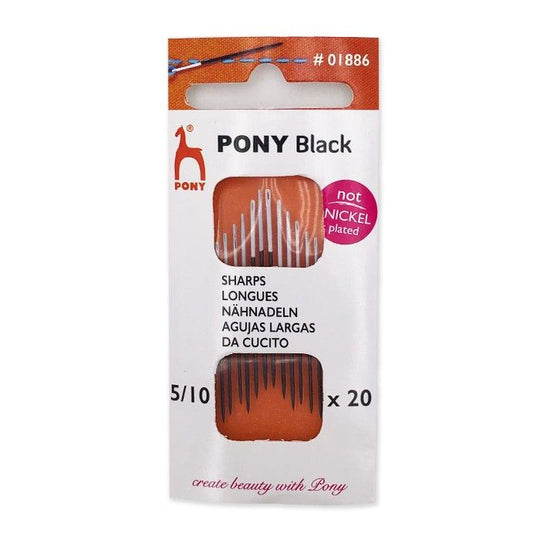 Black Sewing Needles sizes 5/10 - Pony