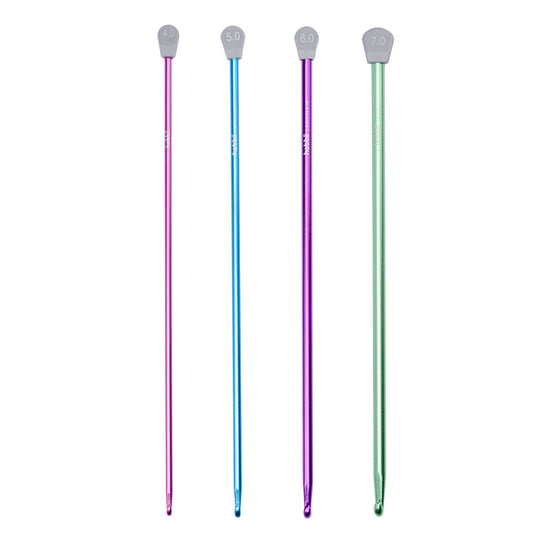 Set med tunisiska virknålar i aluminium - 27 cm - Hobbii